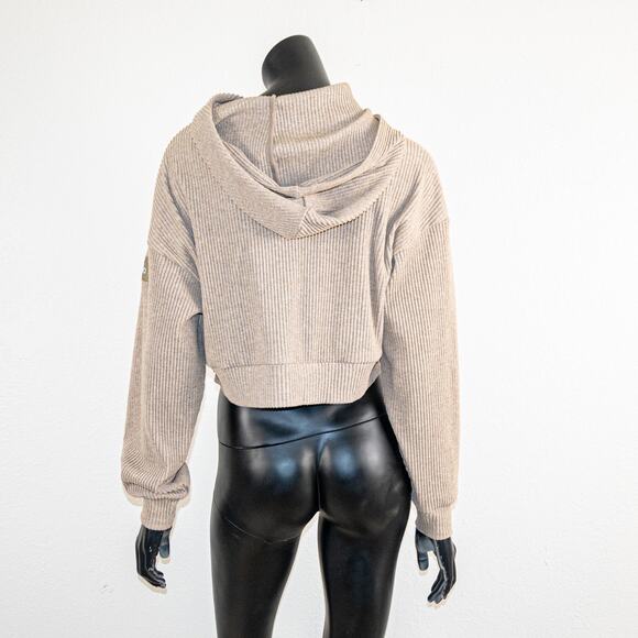 ALO Yoga Women's Muse Hoodie Ribbed Hravel Heather - Picture 8 of 9